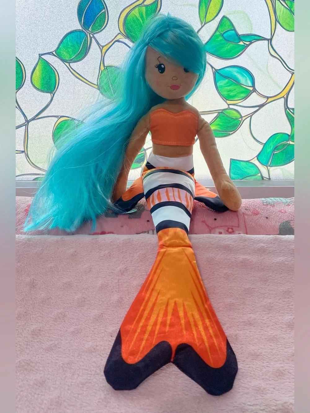 The Petting Zoo Plush Clownfish Mermaid Doll- Hard to Find!